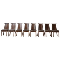Set of Eight Midcentury Swedish 'Bull' Leather Dining Chairs '8'