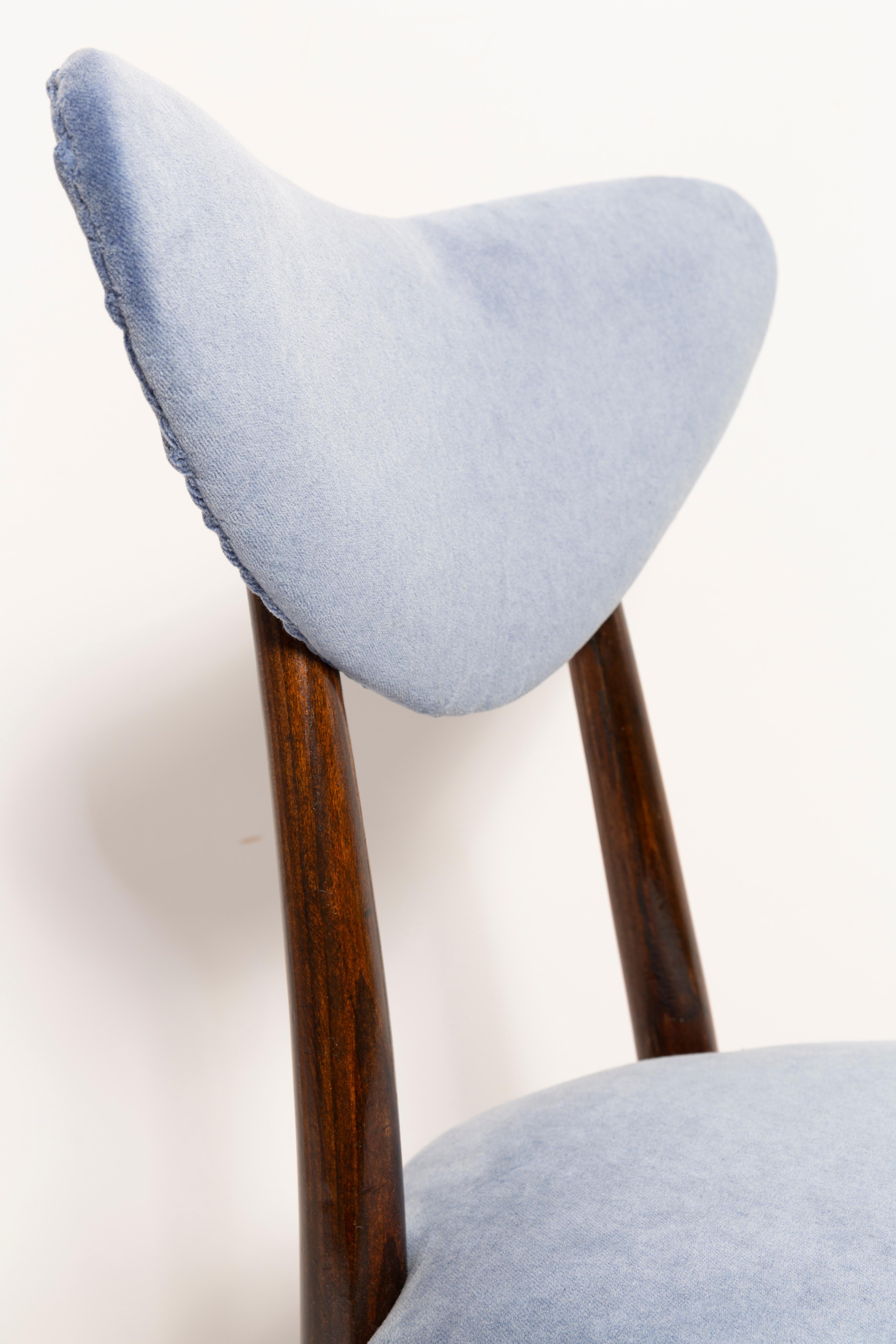 Mid-Century Modern Set of Eight Mid-Century Violet Blue Cotton-Velvet Heart Chairs, Europe, 1960s For Sale