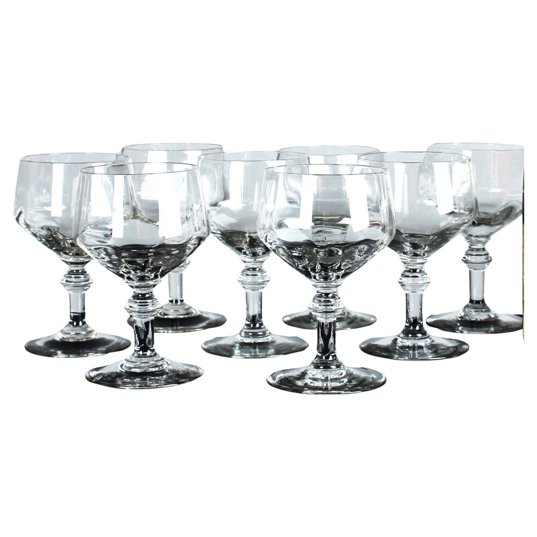 Set Of Eight Mid Century Wine Glasses, France, 1940s, 14 cm For Sale