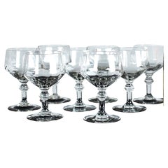 Vintage Set Of Eight Mid Century Wine Glasses, France, 1940s, 14 cm