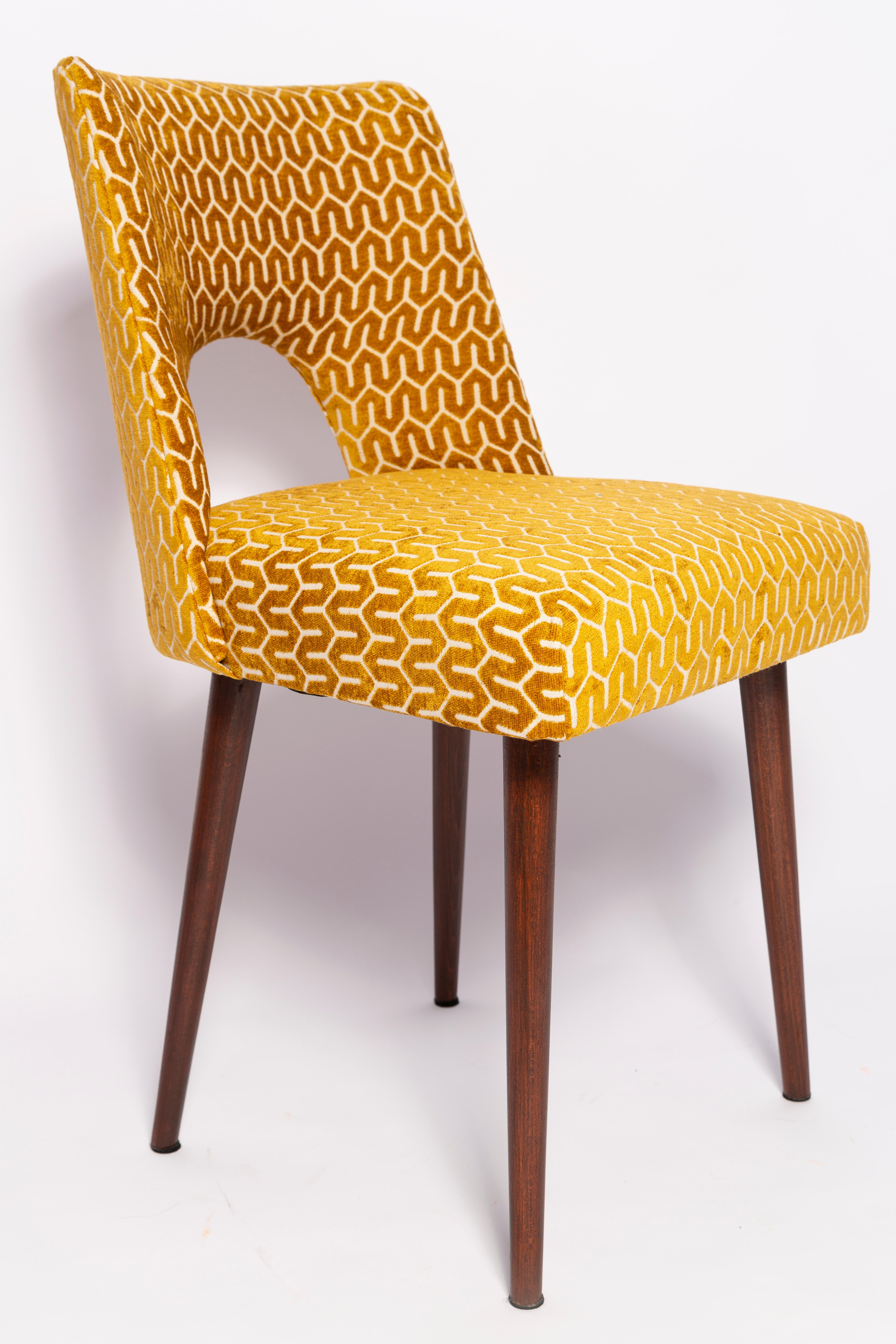 Mid-Century Modern Set of Eight Mid-Century Yellow Mustard 'Shell' Chairs, Europe, 1960s For Sale