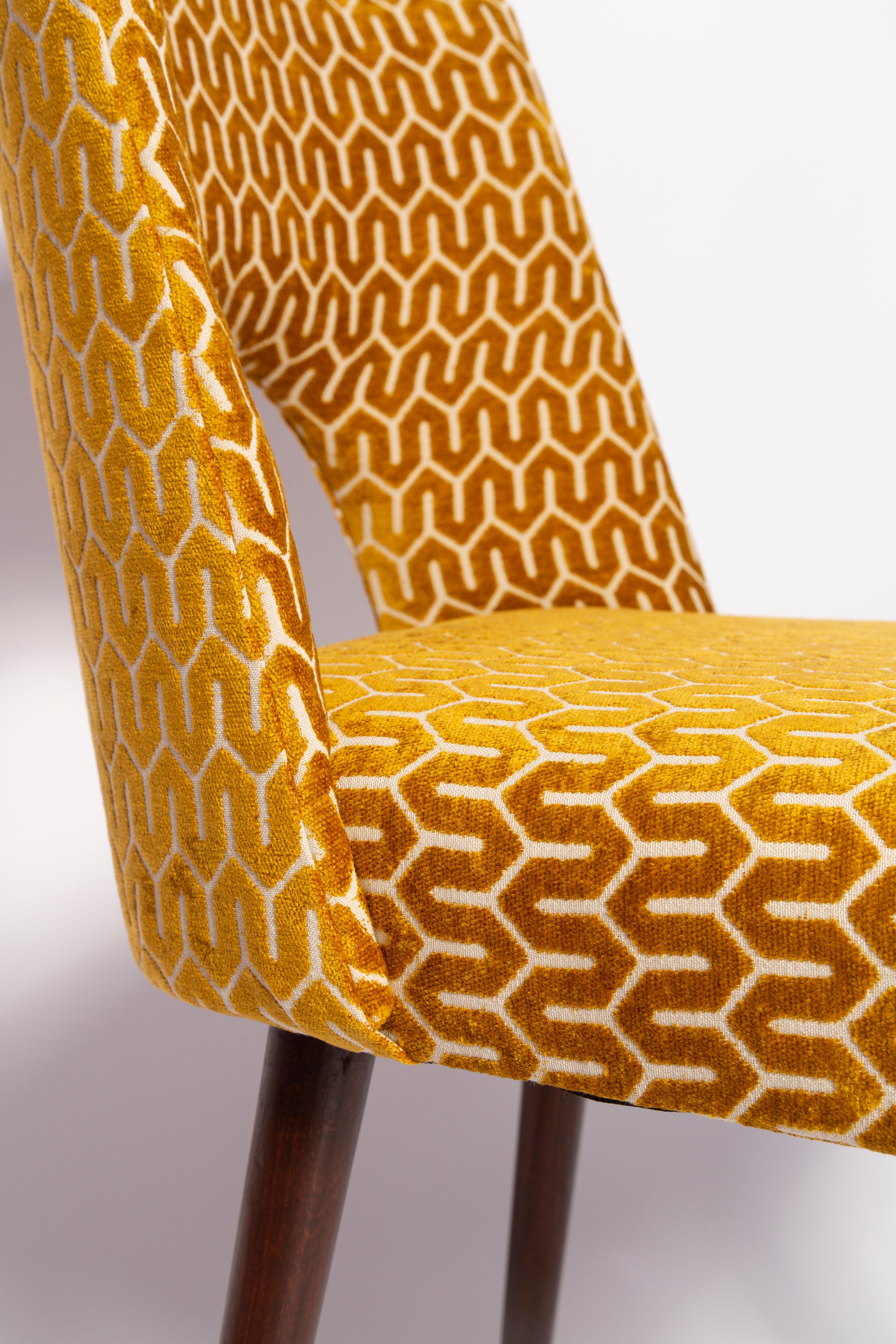 Polish Set of Eight Mid-Century Yellow Mustard 'Shell' Chairs, Europe, 1960s For Sale