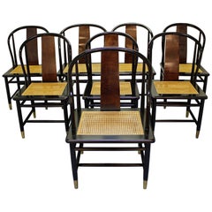Vintage Set of Eight Midcentury Asian Modern Henredon Lacquered Dining Chairs