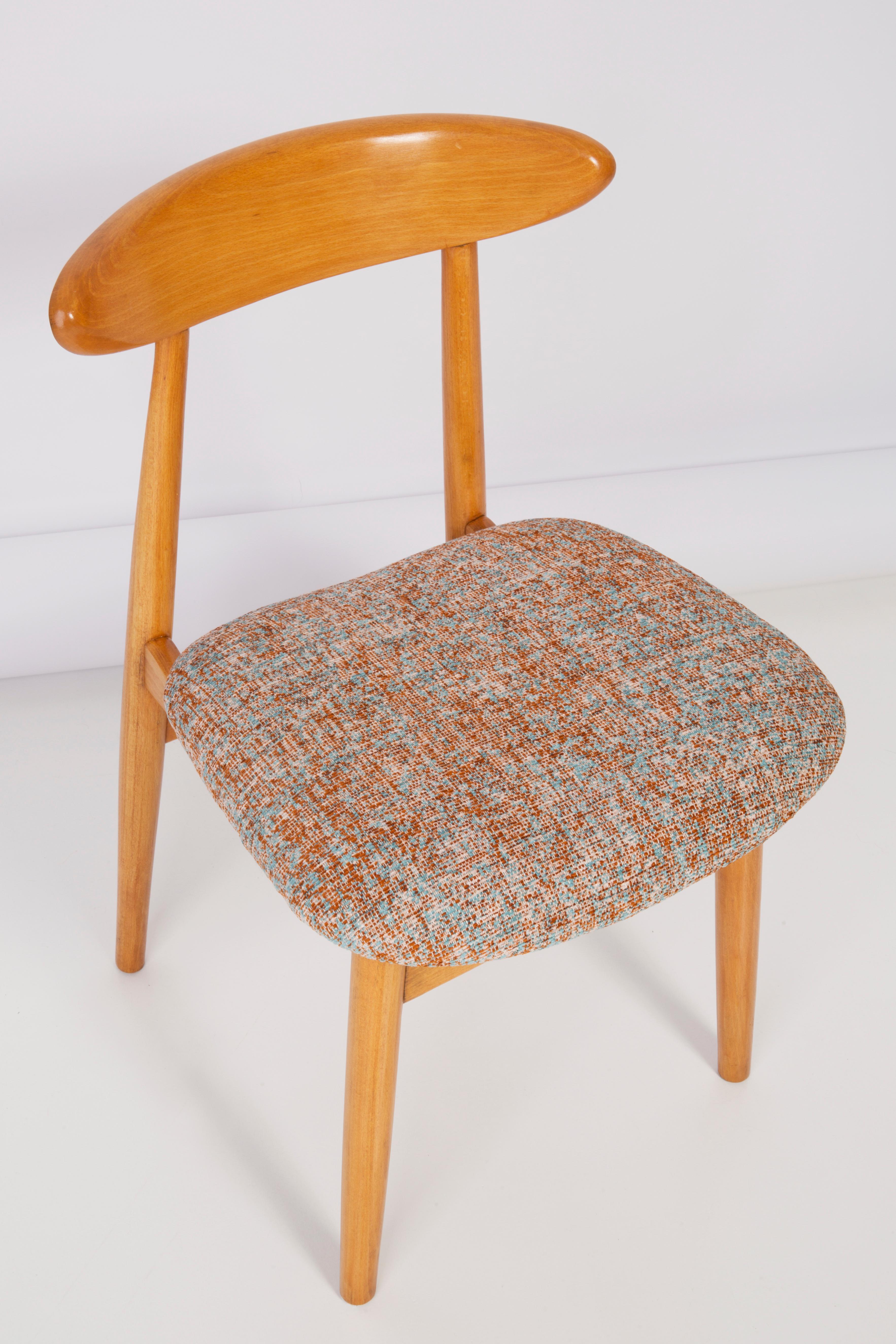 Set of Eight Midcentury Blue and Orange Pixel Dining Chairs, 1960s In Excellent Condition For Sale In 05-080 Hornowek, PL