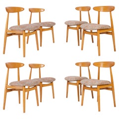 Set of Eight Midcentury Blue and Orange Pixel Dining Chairs, 1960s