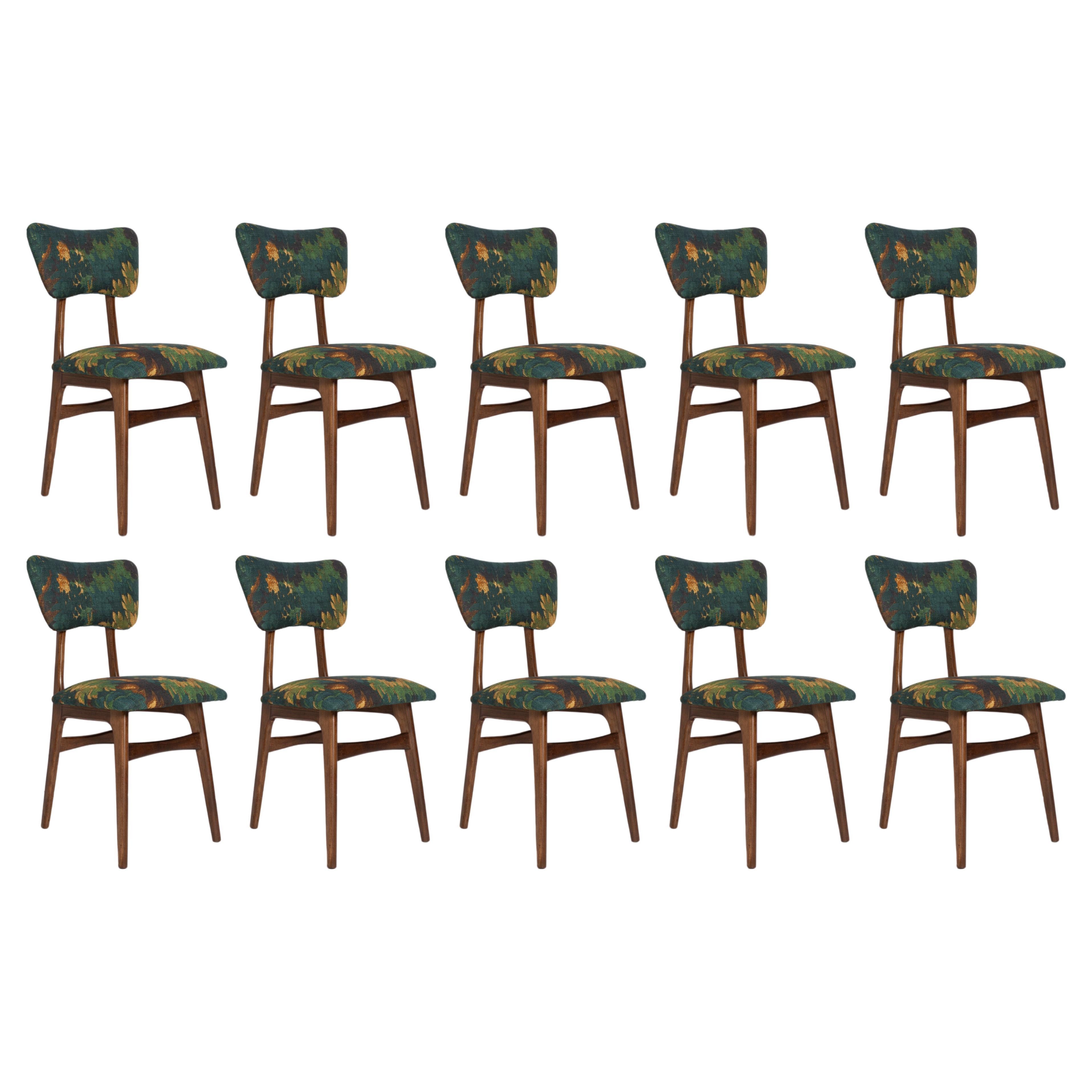 Set of Eight MidCentury Butterfly Chairs, Linen Schwarzwald Dedar, Europe, 1960s