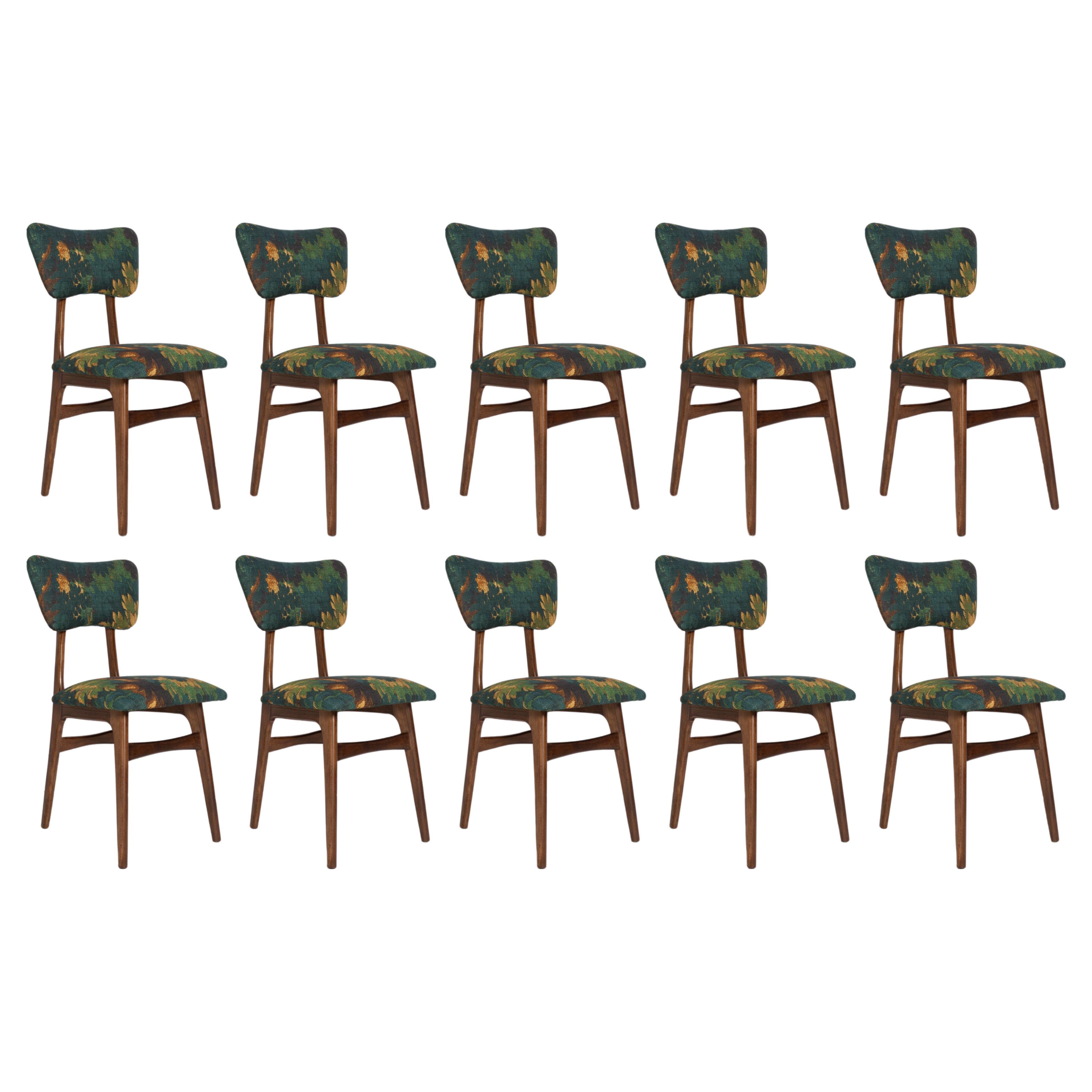 Set of Eight MidCentury Butterfly Chairs, Linen Schwarzwald Dedar, Europe, 1960s
