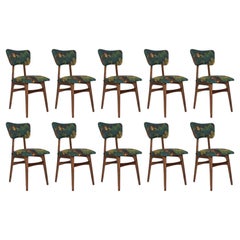 Used Set of Eight MidCentury Butterfly Chairs, Linen Schwarzwald Dedar, Europe, 1960s