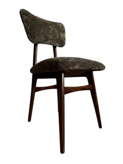 Set of Eight Midcentury Butterfly Green Velvet Dining Chairs, Europe, 1960s