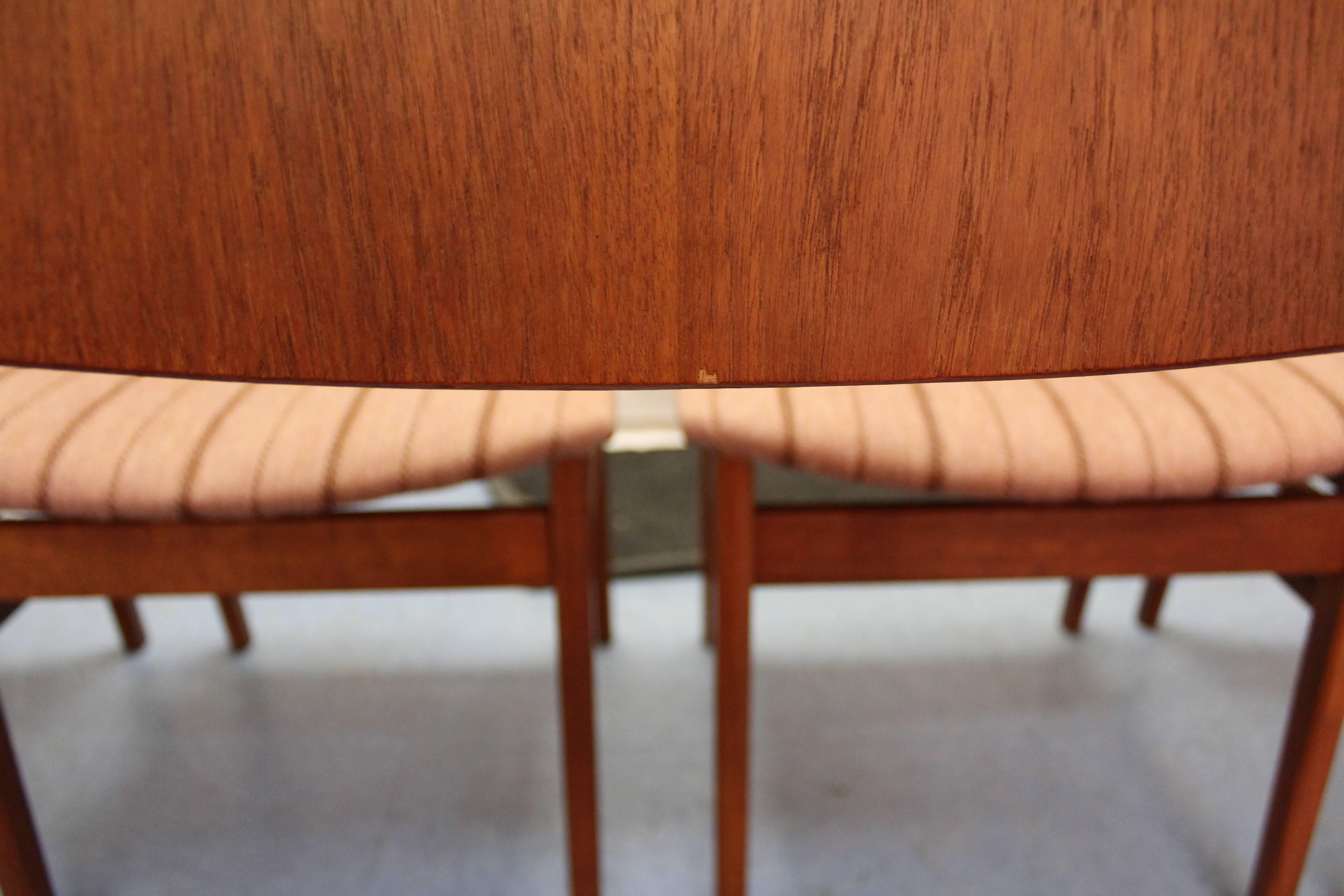 Upholstery Set of Eight Midcentury Danish Modern Teak Side Dining Chairs