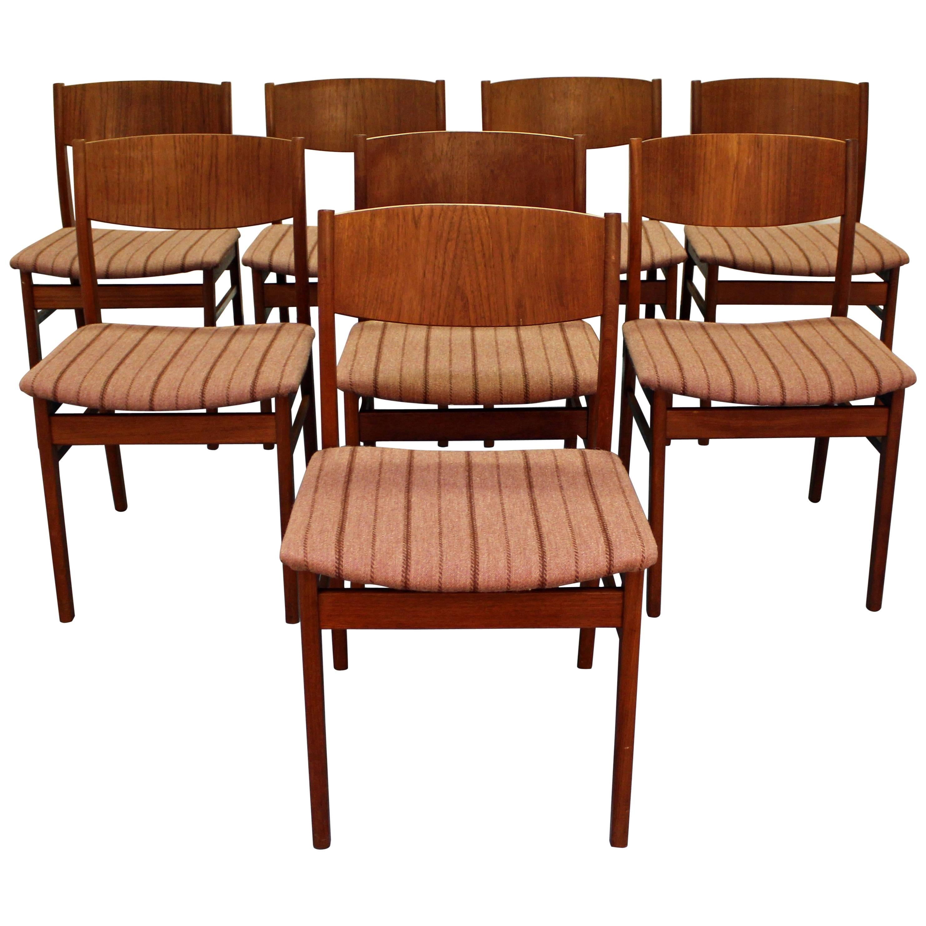 Set of Eight Midcentury Danish Modern Teak Side Dining Chairs