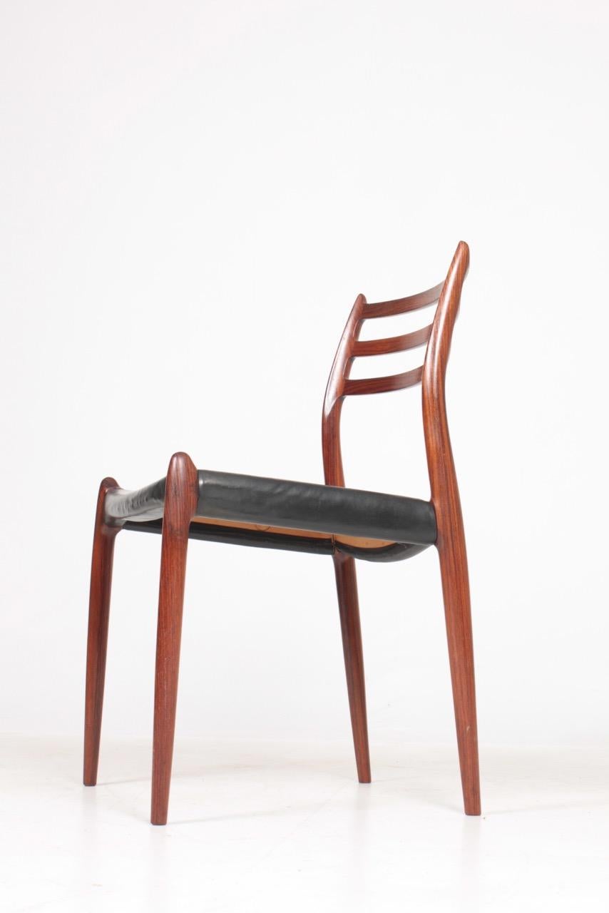 Mid-20th Century Set of Eight Midcentury Dining Chairs in Rosewood byMøller, Danish Design, 1960s