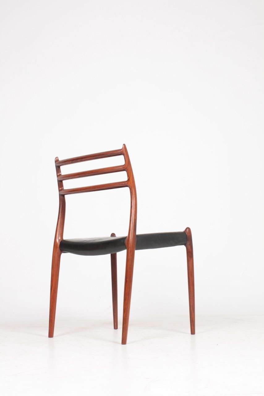 Set of Eight Midcentury Dining Chairs in Rosewood byMøller, Danish Design, 1960s 3