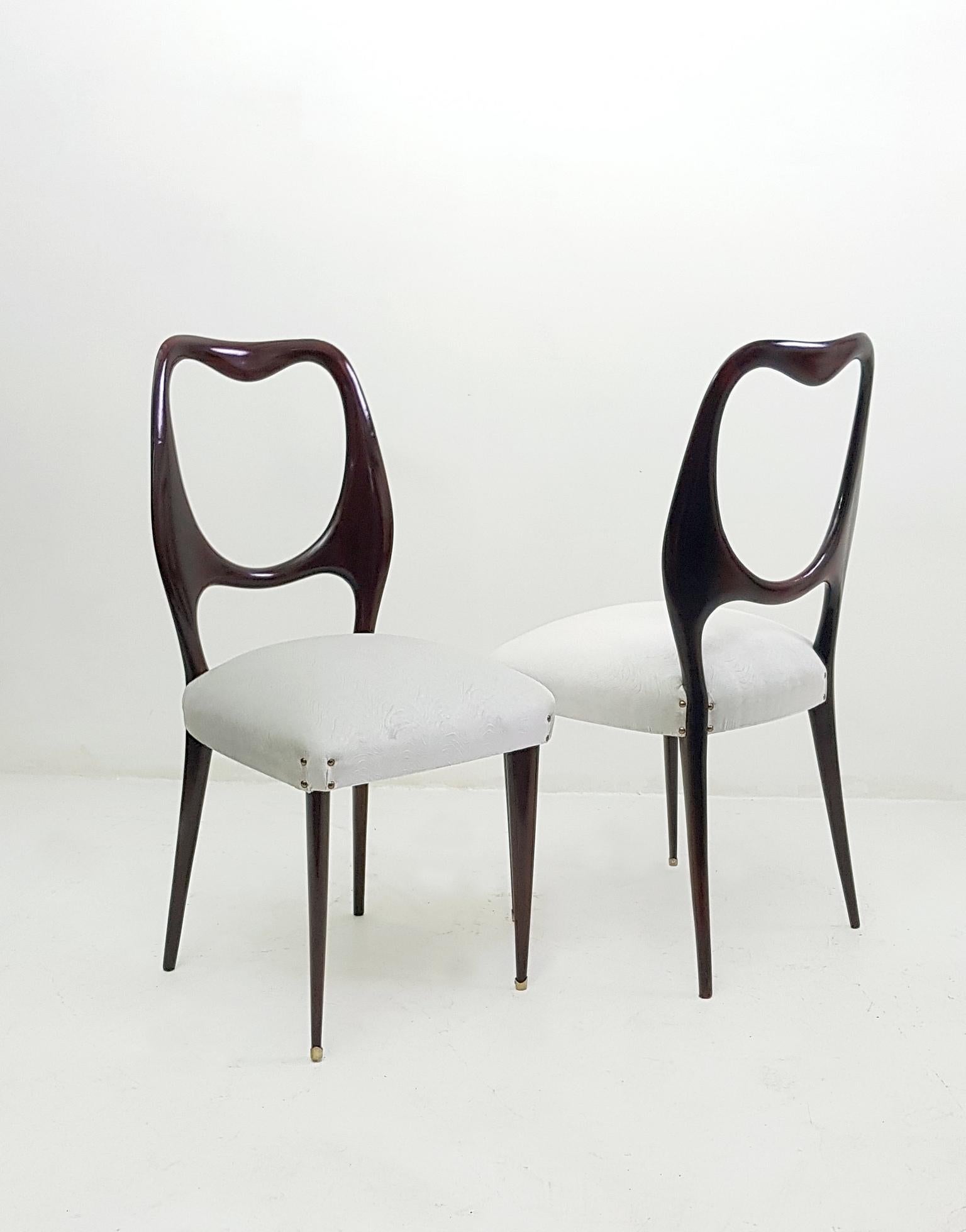 20th Century Set of Eight Midcentury Mahogany Dining Chairs by Vittorio Dassi, Italy