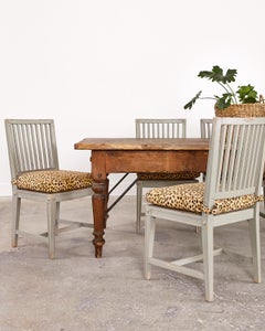 Set of Eight Midcentury Painted Slat Back Dining Chairs