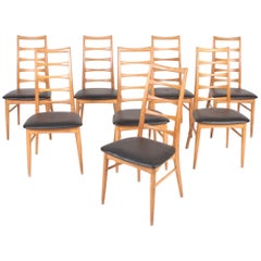 Set of Eight Midcentury Side Chairs in Oak by Niels Koefoed, Danish Design 1950s