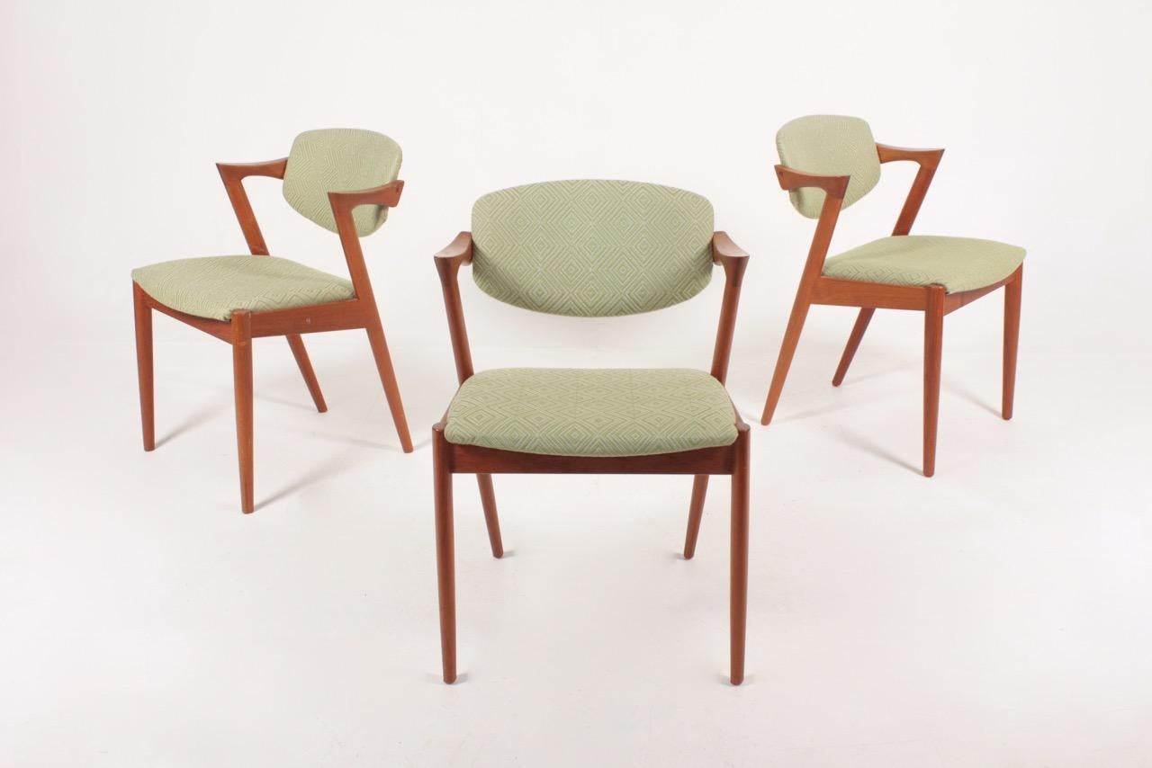 Scandinavian Modern Set of Eight Midcentury Side Chairs in Teak by Kai Kristiansen, 1960s