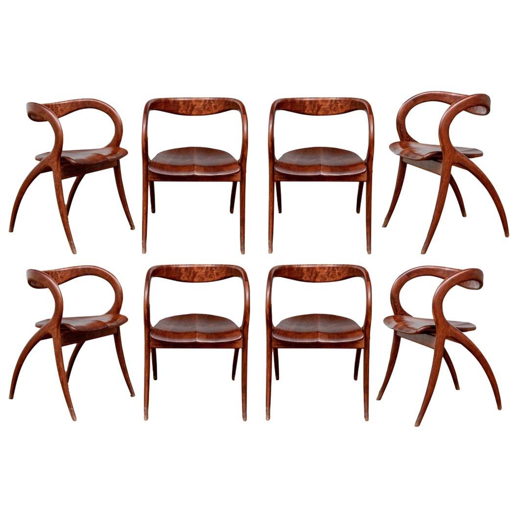 Set of Eight Midcentury Style Mahogany Dining Chairs