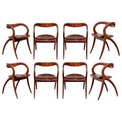 Vintage Set of Eight Midcentury Style Mahogany Dining Chairs