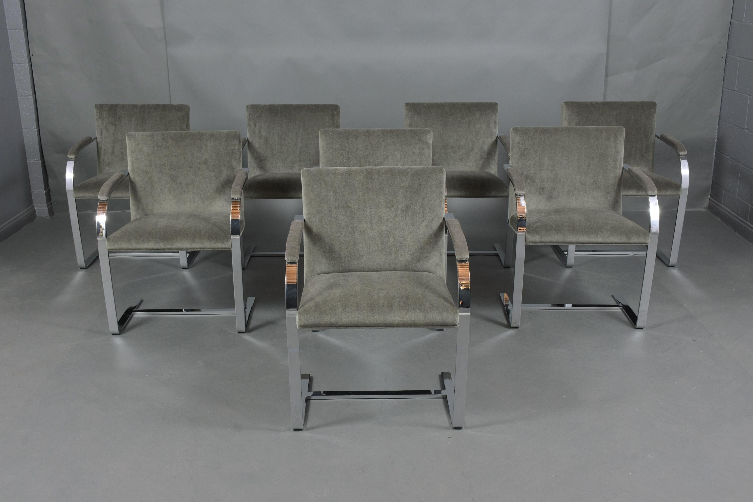 Plated Set of Eight Mies van der Rohe for Knoll Syle Dining Chairs