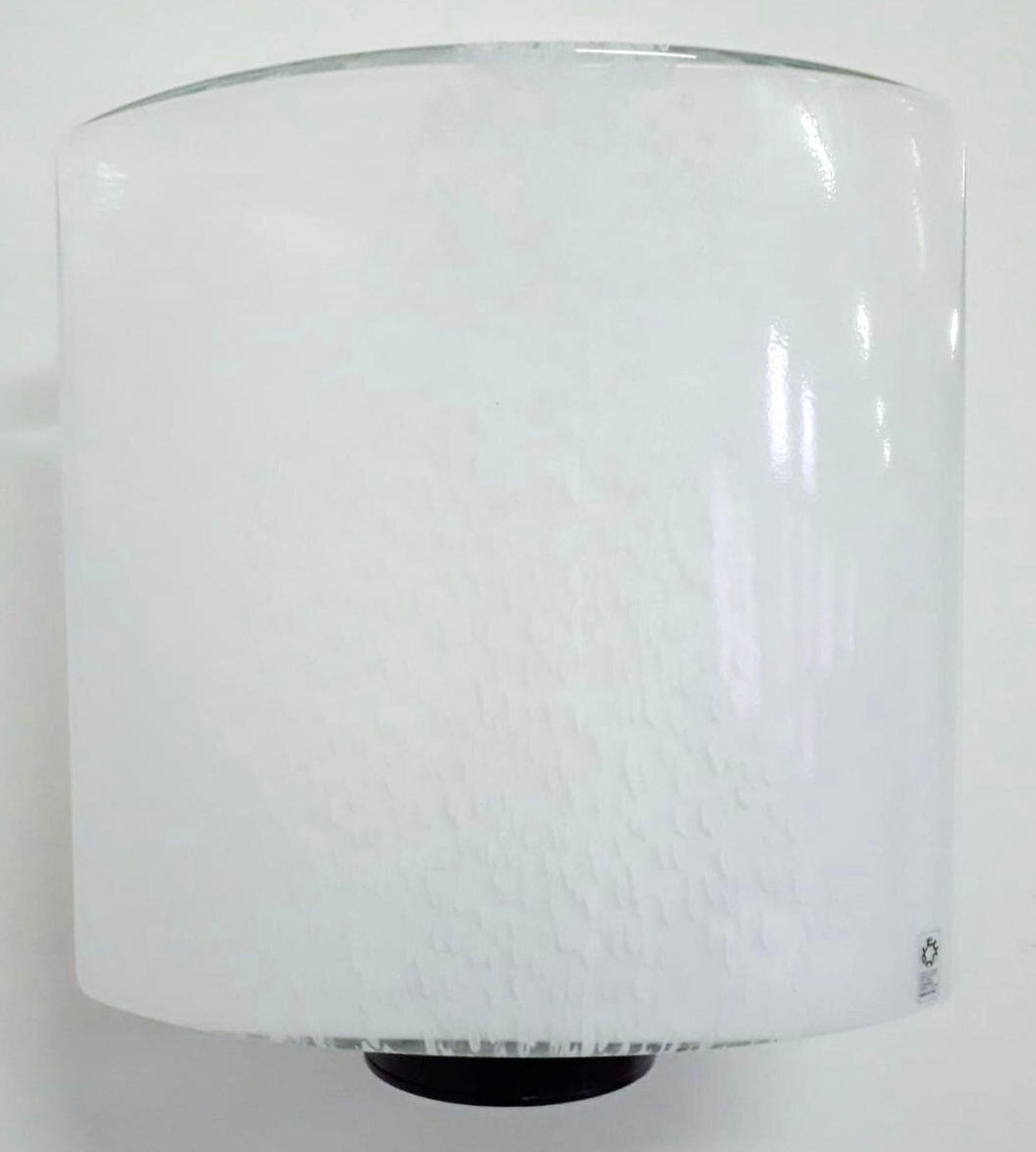Mid-20th Century Set of Eight Milky White Murano Glass Sconces by Leucos. Italy, 1960's. For Sale