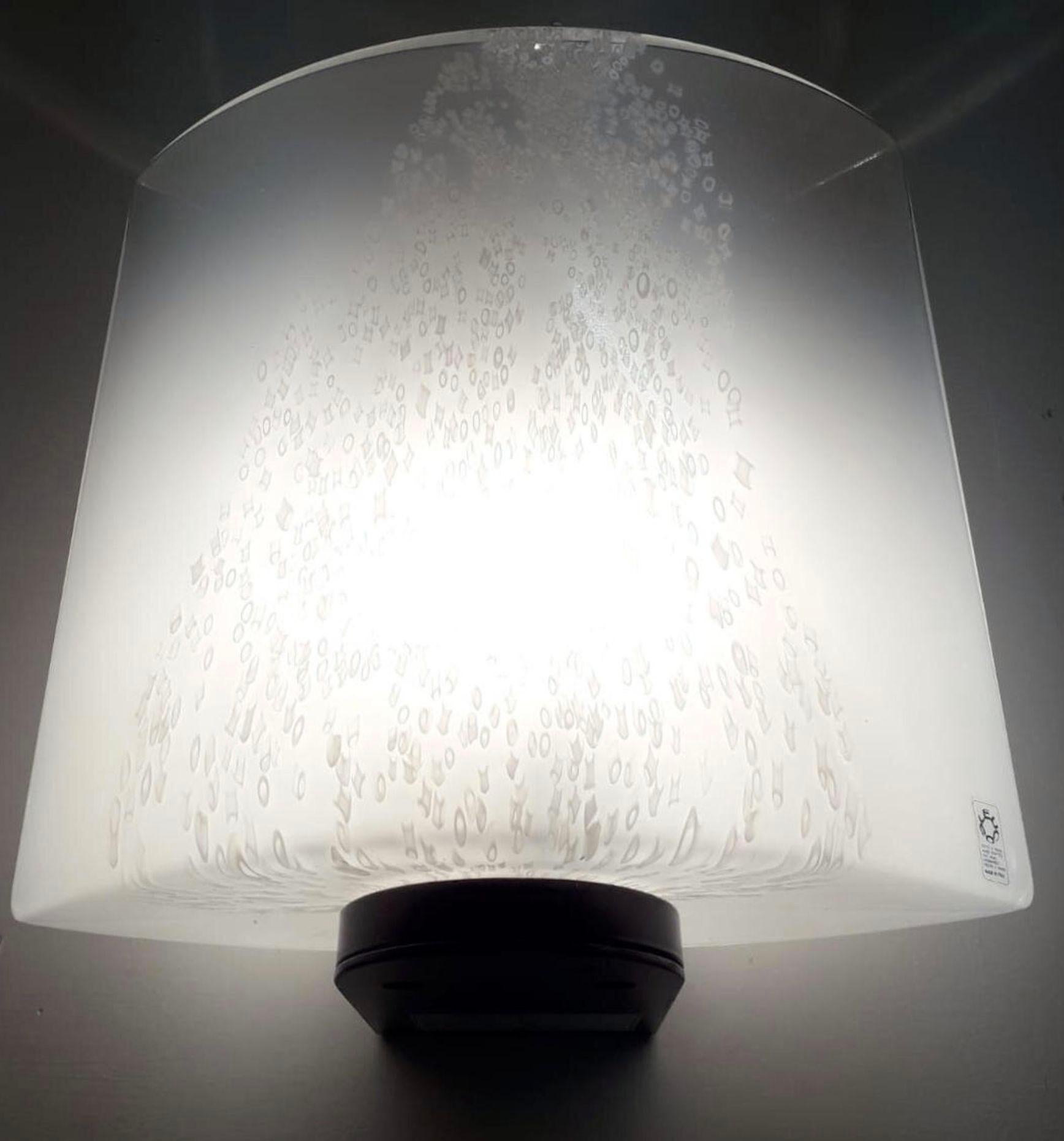 Set of Eight Milky White Murano Glass Sconces by Leucos. Italy, 1960's. For Sale 2