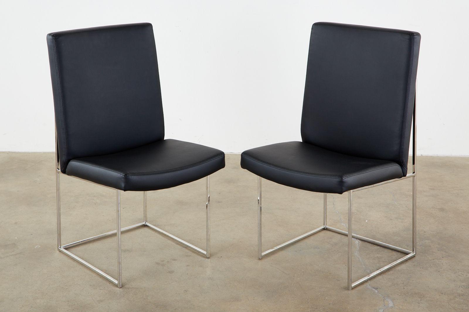 Mid-Century Modern Set of Eight Milo Baughman 1187 Chrome Dining Chairs
