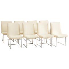 Set of Eight Milo Baughman 1187 Chrome Dining Chairs
