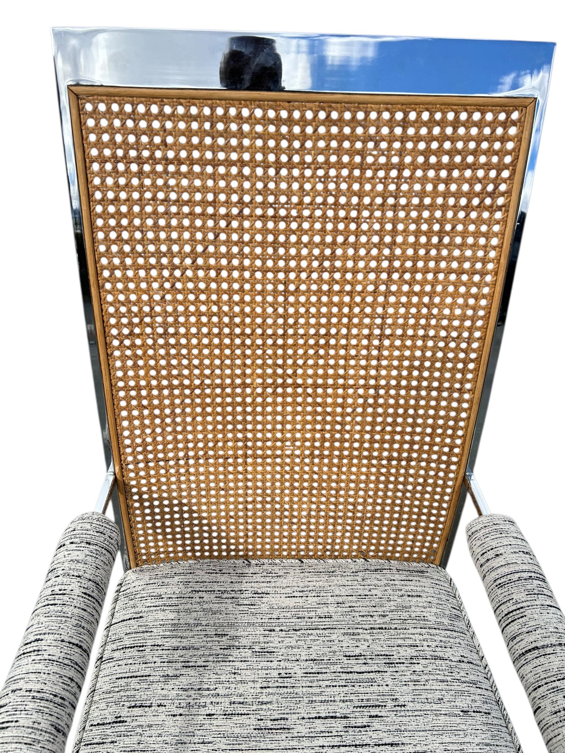 Set di otto sedie da pranzo in cromo e canna di Milo Baughman per Thayer Coggin in vendita 1