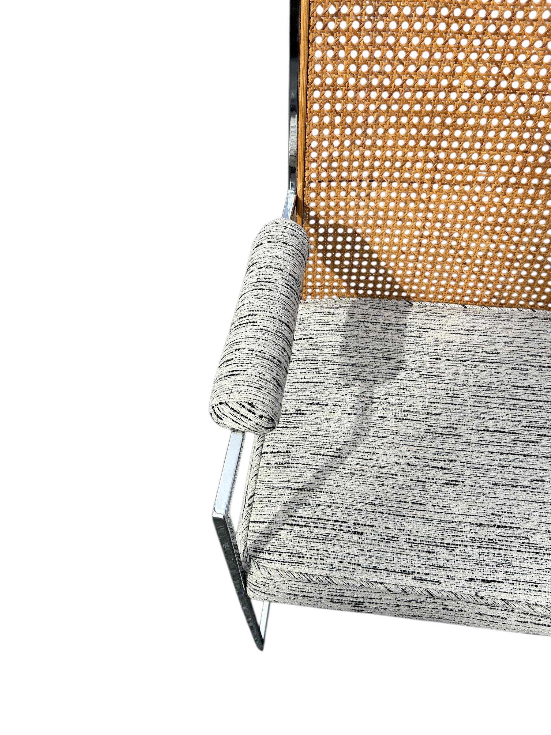 Set di otto sedie da pranzo in cromo e canna di Milo Baughman per Thayer Coggin in vendita 2