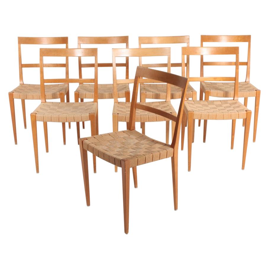 Set of Eight "Mimat" Side Chairs Designed by Bruno Mathsson, 1960s