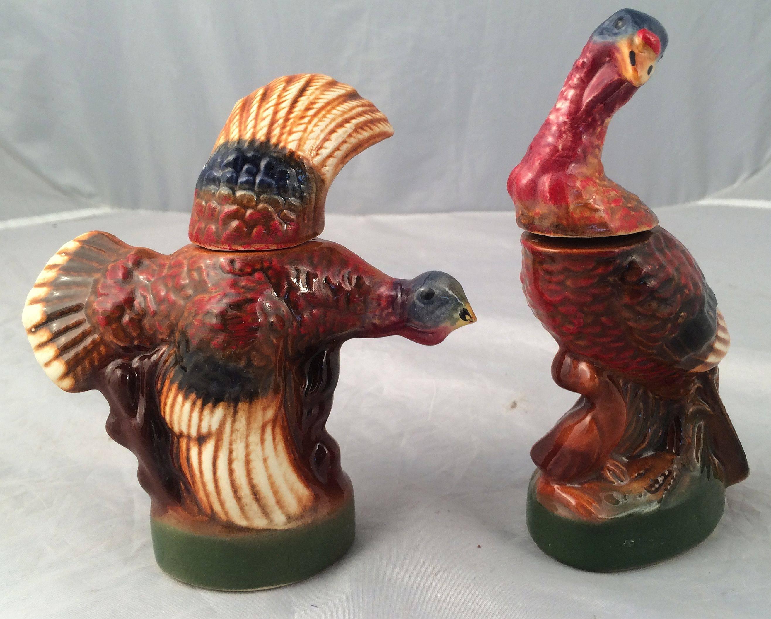 Glazed Set of Eight Mini Wild Turkey Decanters