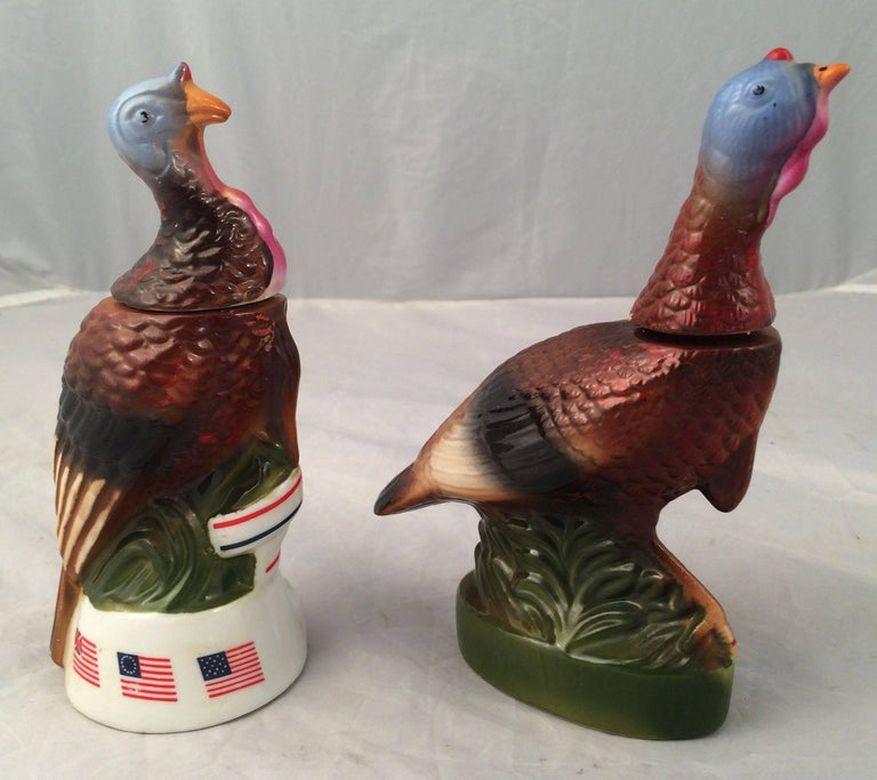 Glazed Set of Eight Mini Wild Turkey Decanters