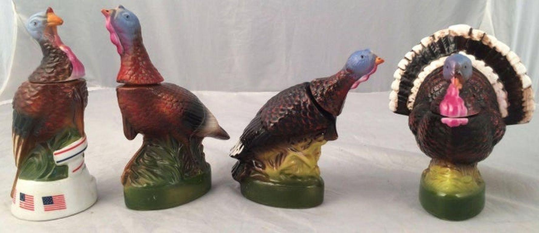 Ceramic Set of Eight Mini Wild Turkey Decanters For Sale
