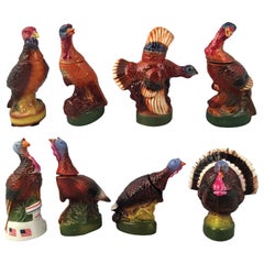 Vintage Set of Eight Mini Wild Turkey Decanters