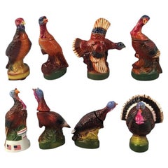 Vintage Set of Eight Mini Wild Turkey Decanters
