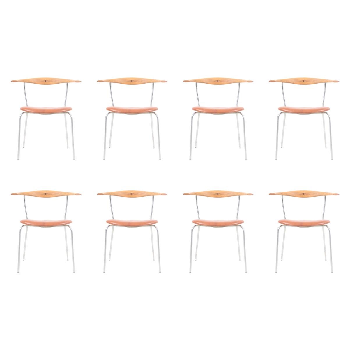 Set of Eight Minimal Chairs by Hans Wegner