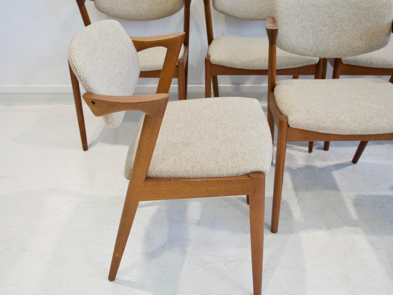 20th Century Set of Eight Model 42 Dining Chairs by Kai Kristiansen