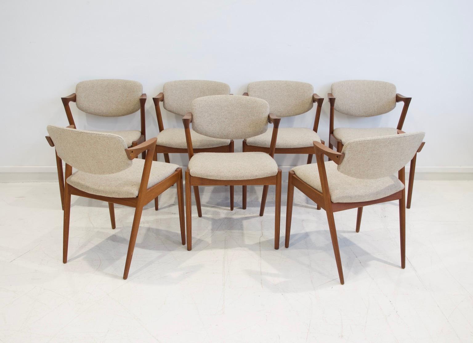 Set of Eight Model 42 Dining Chairs by Kai Kristiansen 1