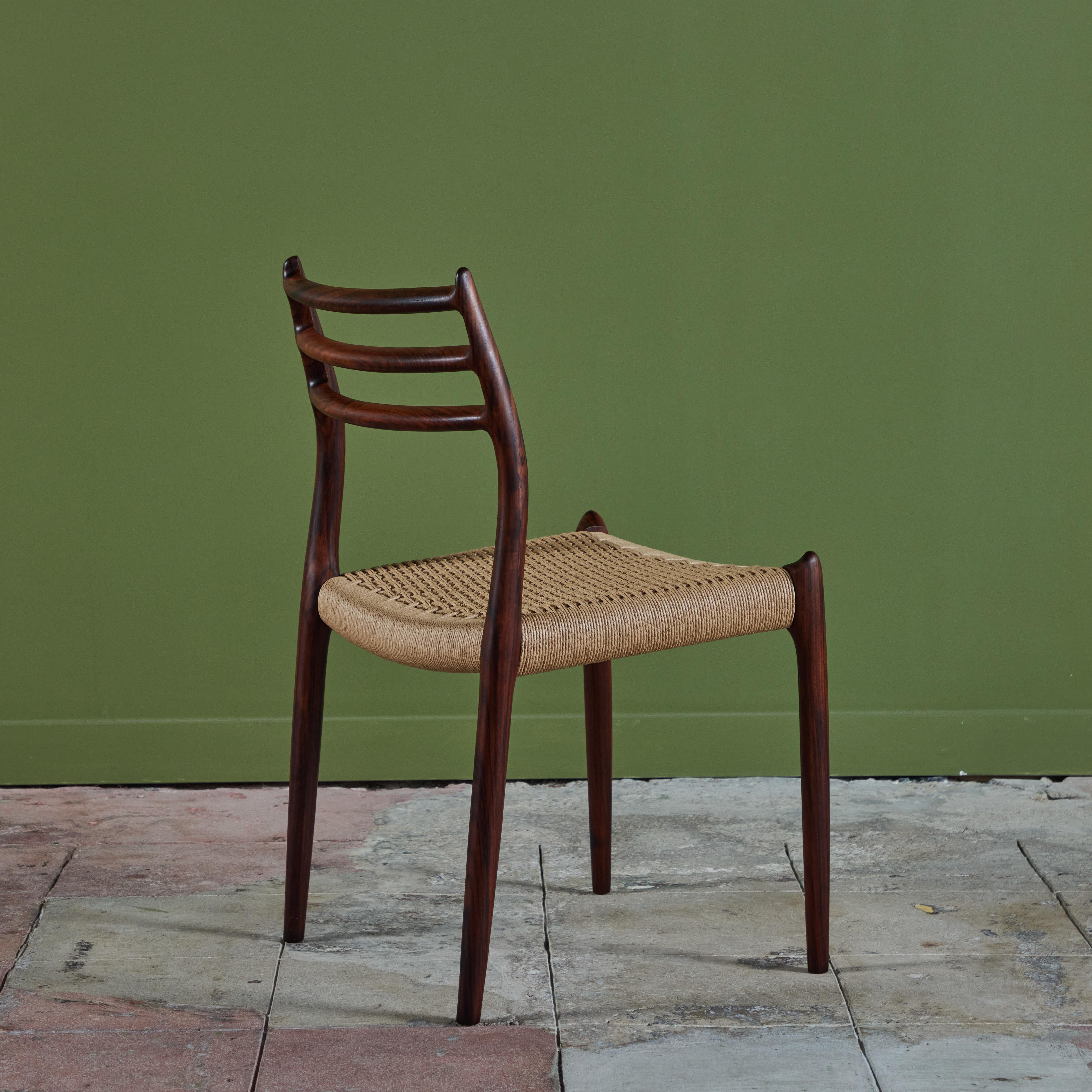 Set of Eight Model 78 Rosewood Dining Chairs by N.O. Møller For Sale 1