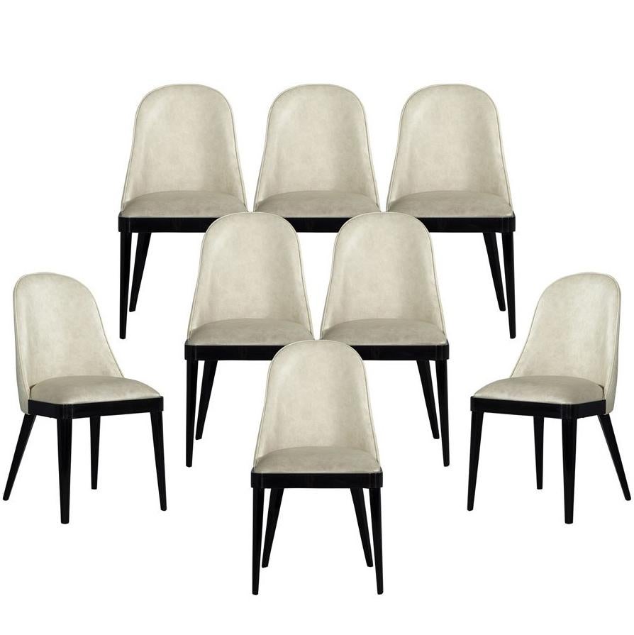 Set of Eight Modern Carrocel Custom Svelte Dining Chairs