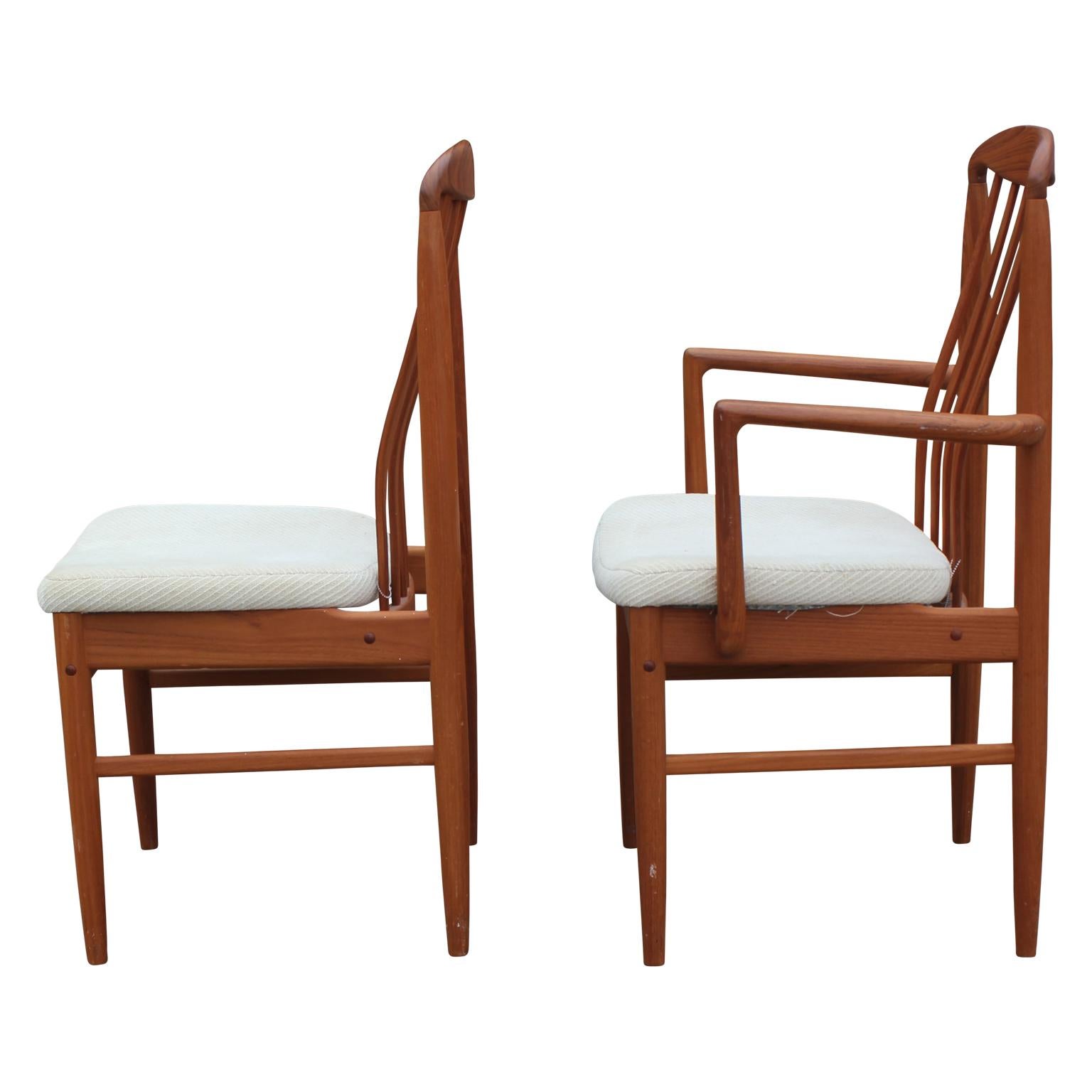 Set of Eight Modern Danish Solid Teak Dining Chairs by Benny Linden 1
