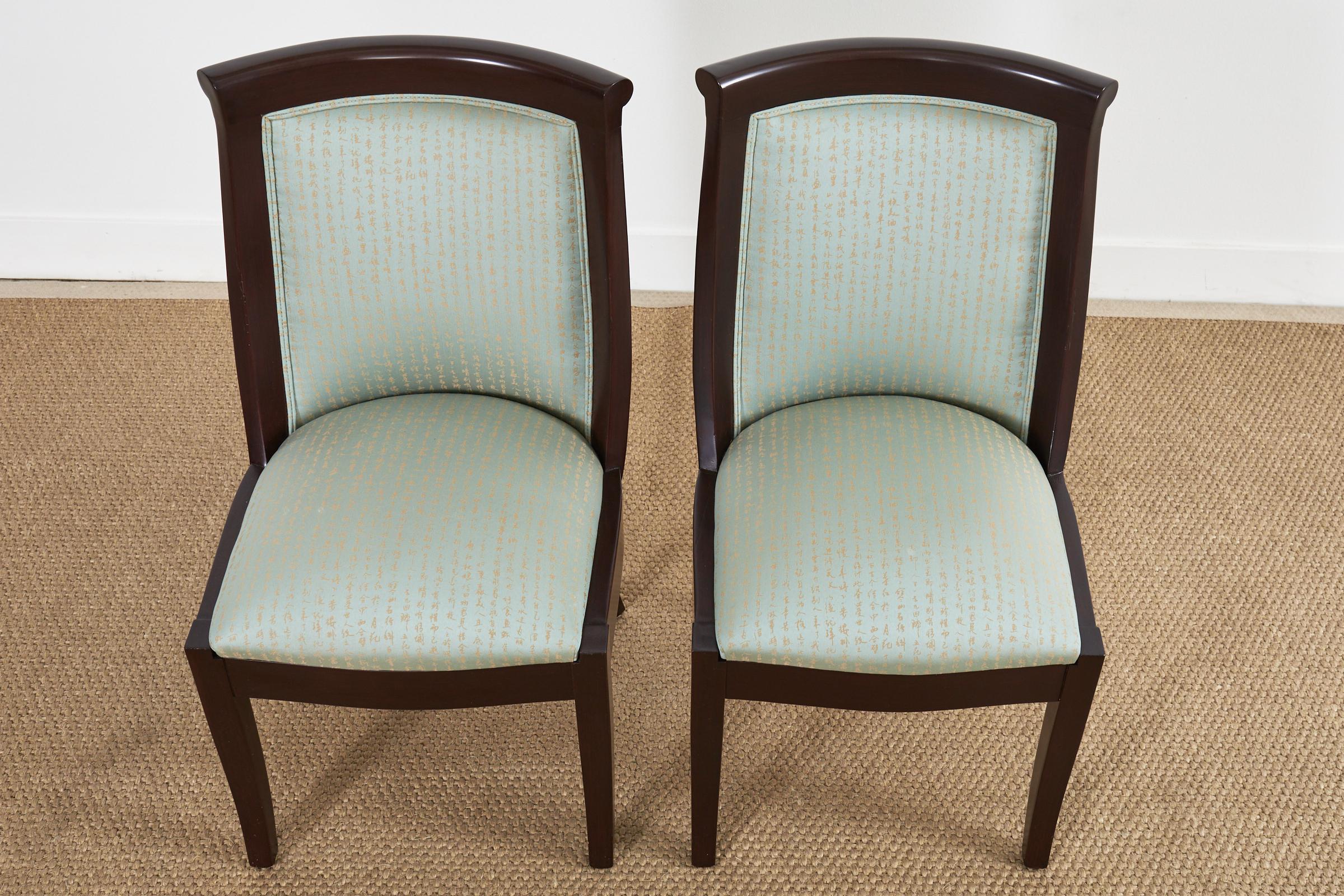 Contemporary Set of Eight Modern Regency Style Hardwood Dining Chairs For Sale