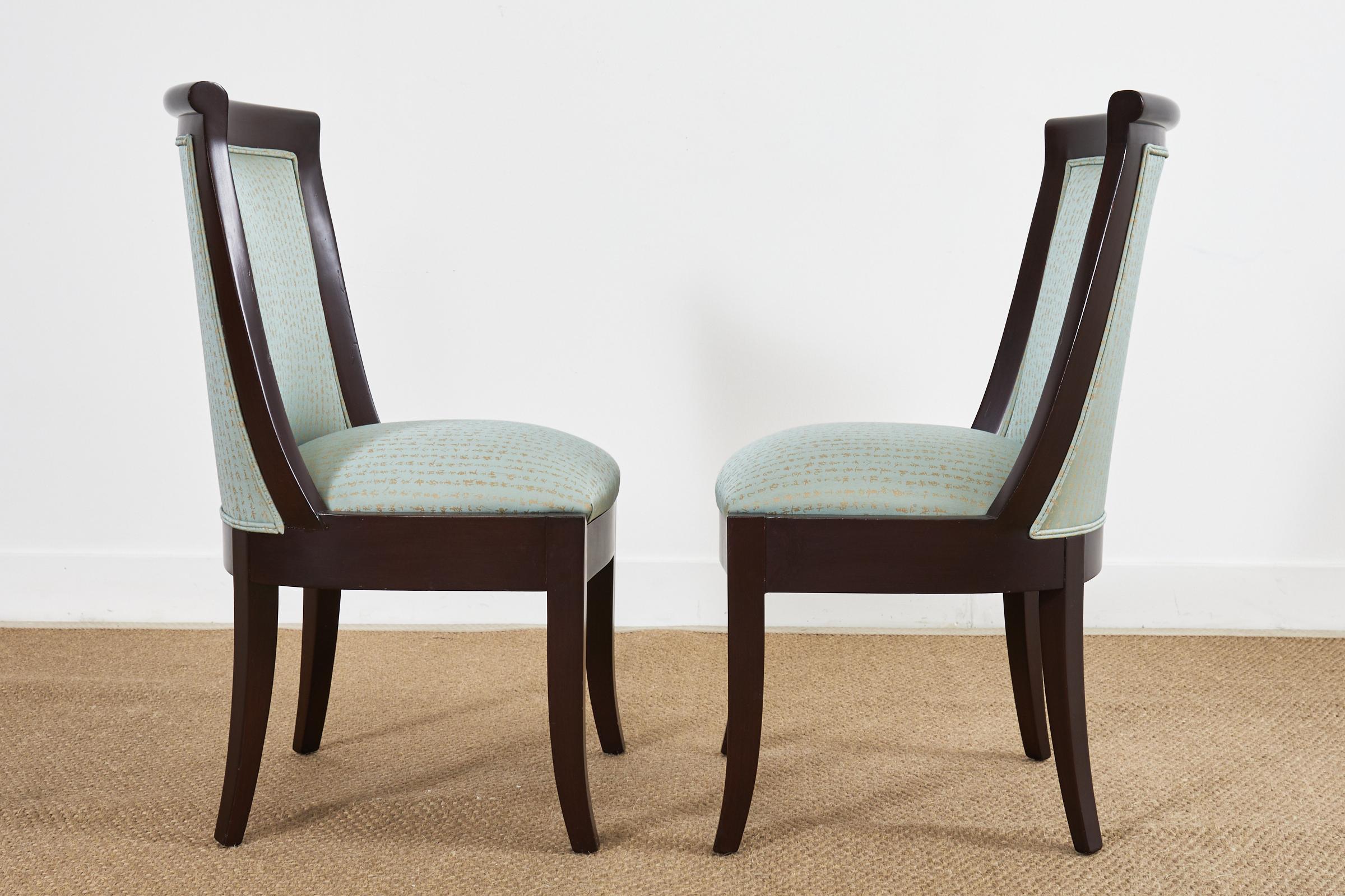 Set of Eight Modern Regency Style Hardwood Dining Chairs For Sale 1