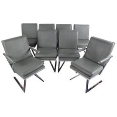 Set of Eight Modern Swivel Dining Chairs