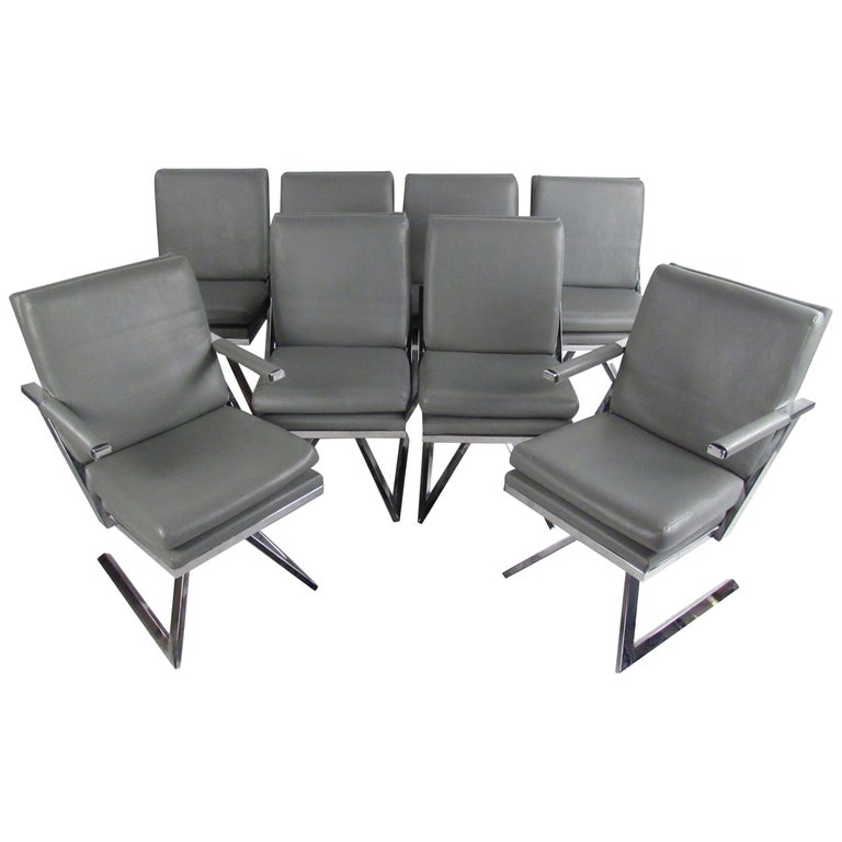 Set of Eight Modern Swivel Dining Chairs For Sale at 1stdibs