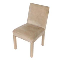 Set of Eight Modern Velvet Upholstered Square Back Chairs