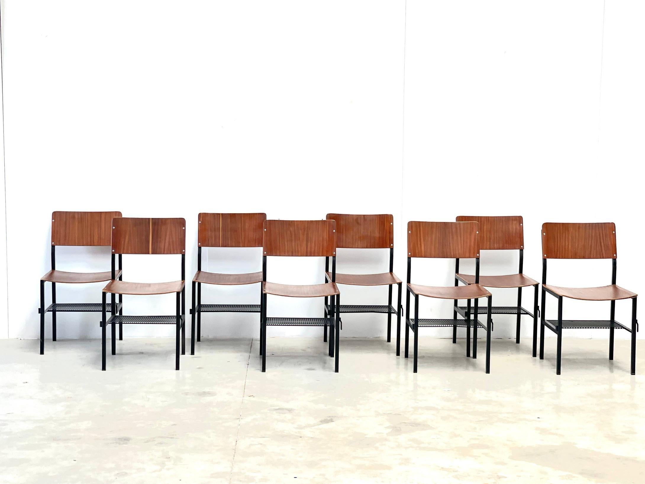 Set of eight modernist dining chairs 6