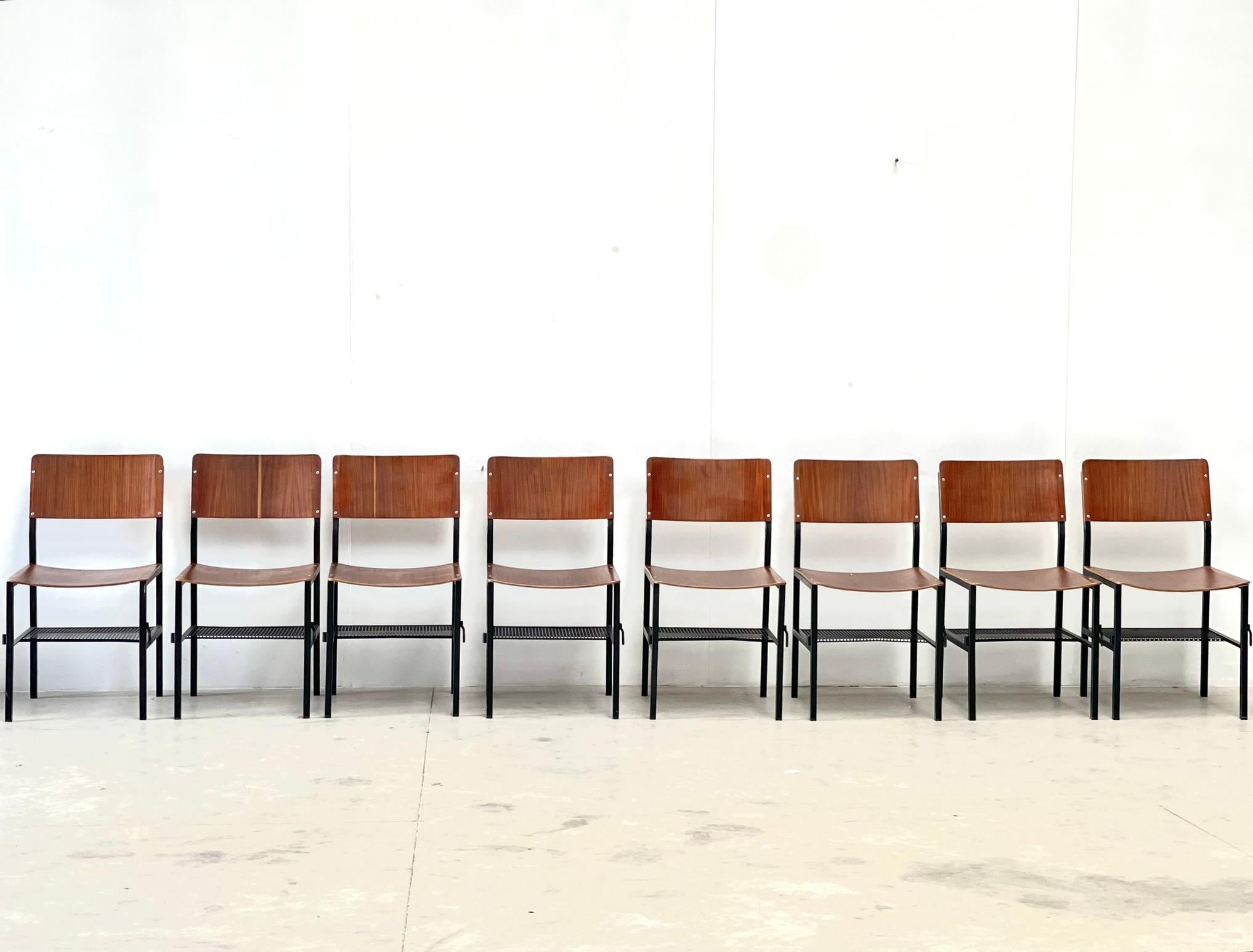 Late 20th Century Set of eight modernist dining chairs