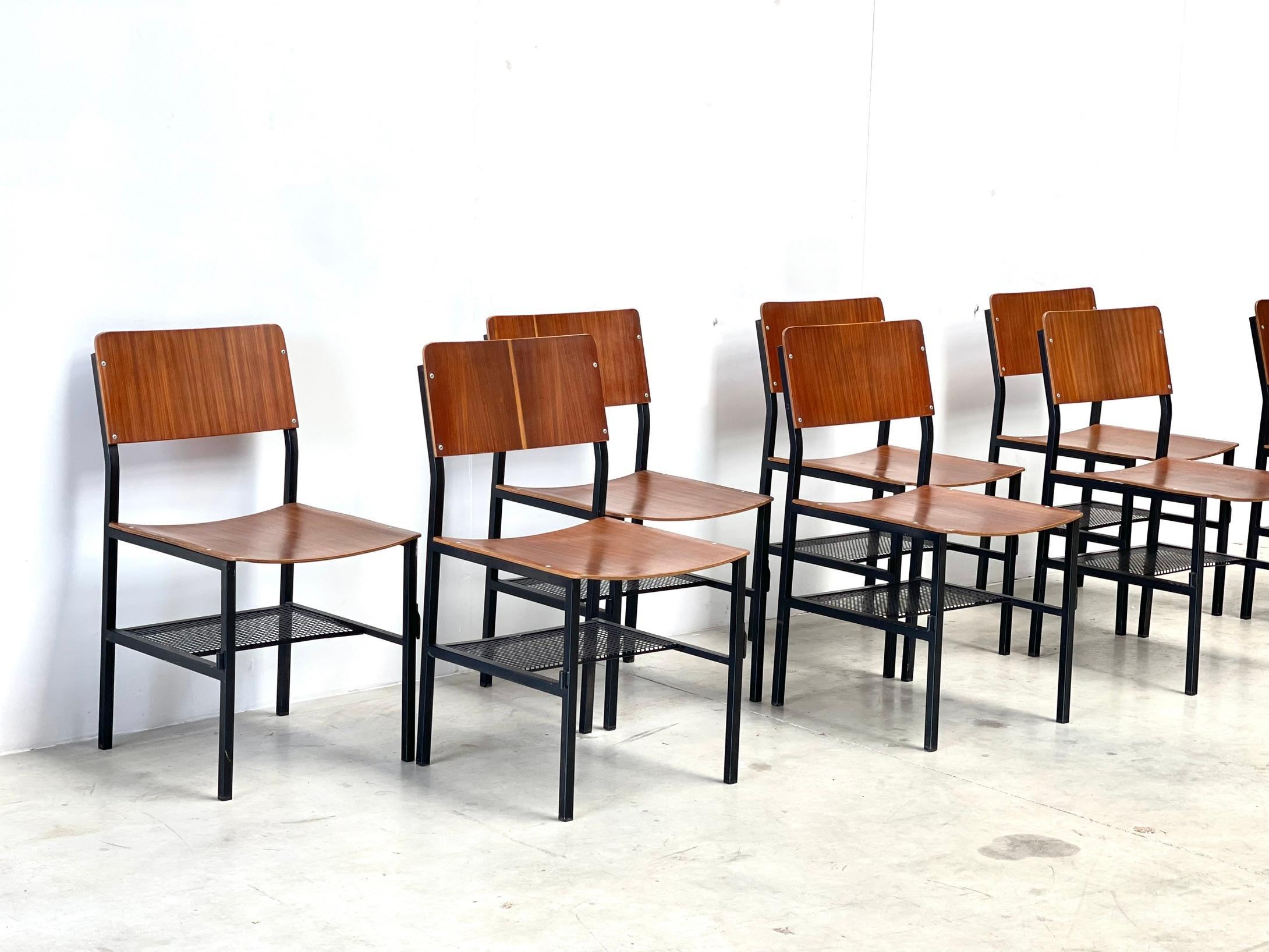 Set of eight modernist dining chairs 4